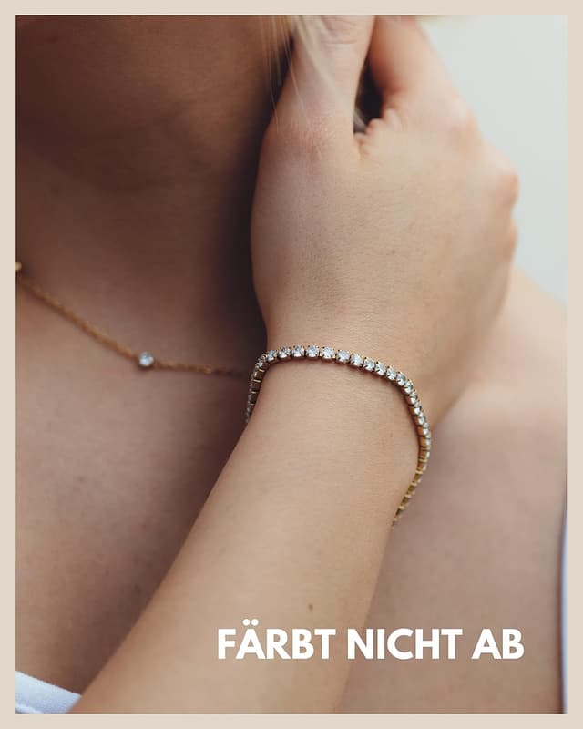 Detalle 2 de GD GOOD.designs Tennisarmband für Damen mit Cubic Zirkonia – Armkette in 18K Gold, Roségold oder Silber