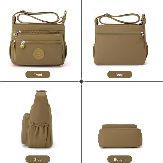 Detalle de ModaZeal Women’s Multi-Pocket Crossbody Nylon Bag – Water-Resistant Travel & Daily Messenger