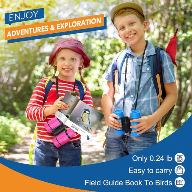 Detalle de Kids Binoculars 3–9 for Boys (4x magnification) – Early Christmas stocking filler with carry bag & strap