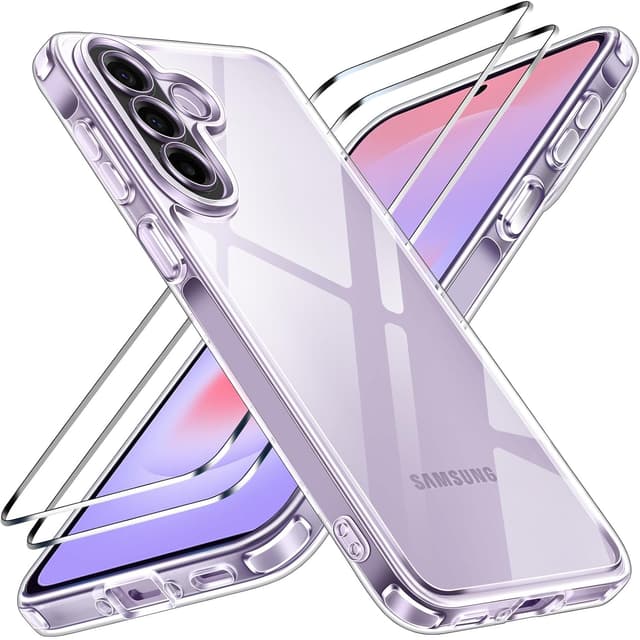 Detalle de Coque ivoler anti-jaunissement HD Clair pour Samsung Galaxy A37 5G (2 pièces verre trempé) – protection antichoc mince