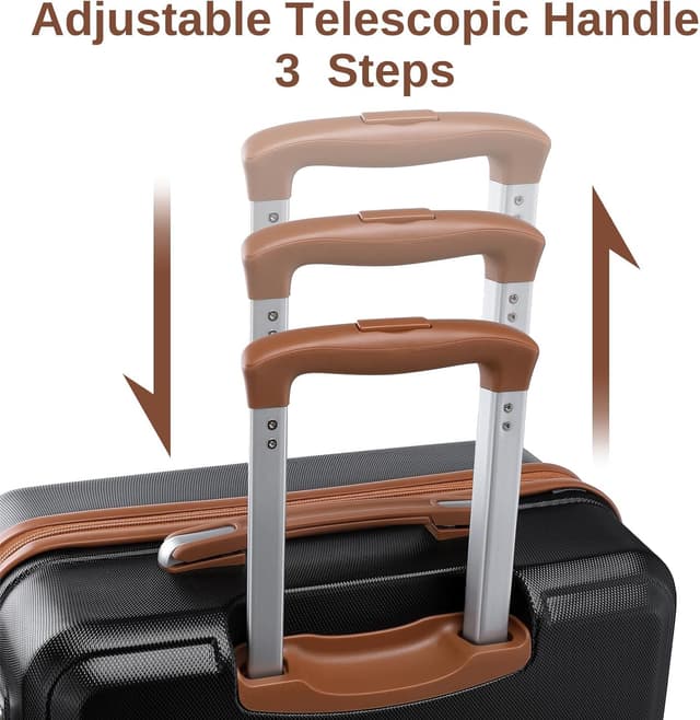 Thumbnail 6 de KONO 4-tlg. Reisekoffer-Set (55 cm Handgepäck) mit Beautycase & Kulturbeutel in Schwarz/Braun