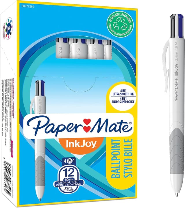 Detalle de Paper Mate InkJoy Quatro stylo bille 1,0 mm – lot de 12 📏
