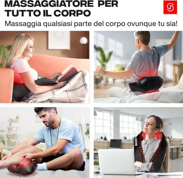 Detalle de Essy Massaggiatore cervicale a calore Shiatsu per collo, collo e spalle, schiena e gambe