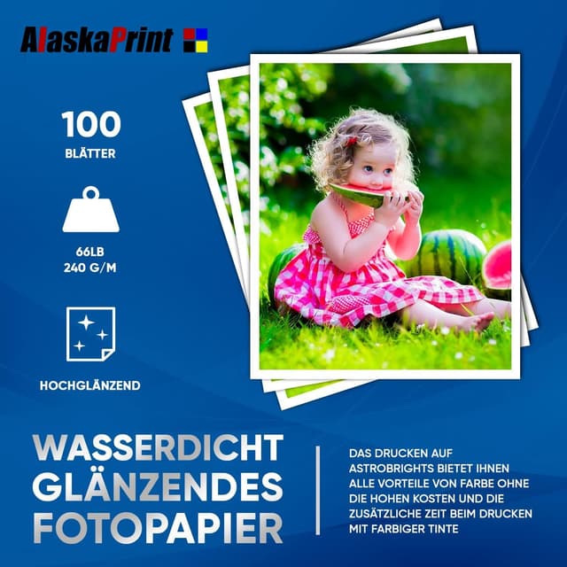 Detalle 2 de 100 Blatt Fotopapier 13x18 glänzend (240 g/m²) für Tintenstrahldrucker