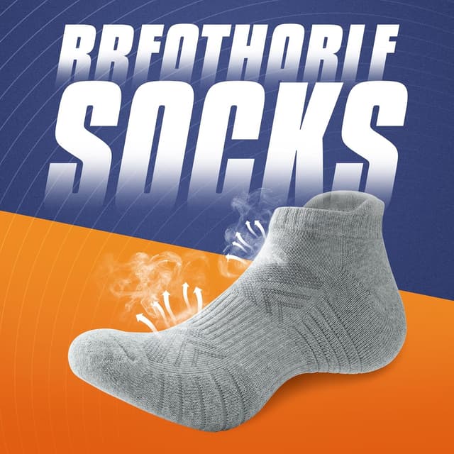 Detalle de Benirap Mens Tranier Socks Cushioned Running Socks (6 Pairs) – Breathable Anti-Blister Cotton Ankle Sports Socks