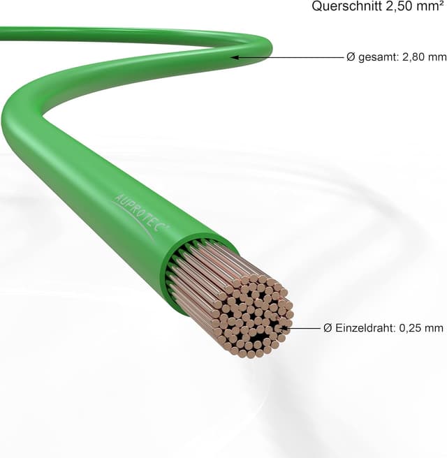 Detalle de AUPROTEC Câble unipolaire FLRY-B 2,5 mm² vert en anneau (5 m)