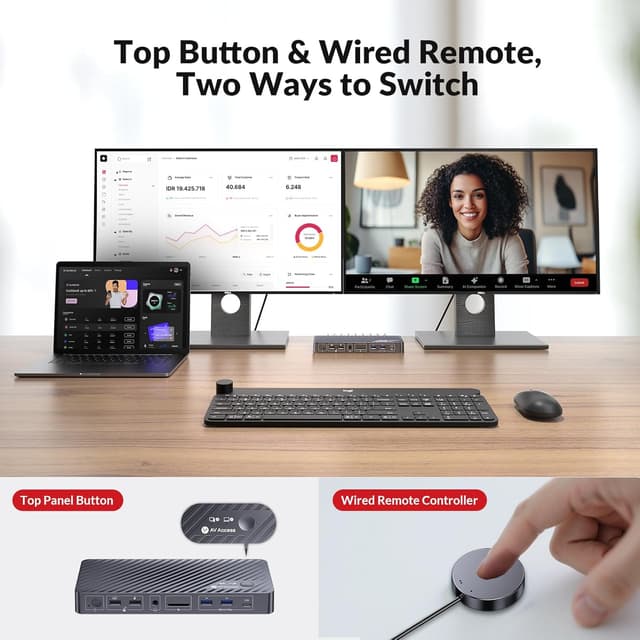 Thumbnail 4 de AV Access Dockingstation Dual Monitor mit KVM-Switch für 2 Computer, Ethernet & 4K@60Hz – Dual-Display für Laptop & Desktop