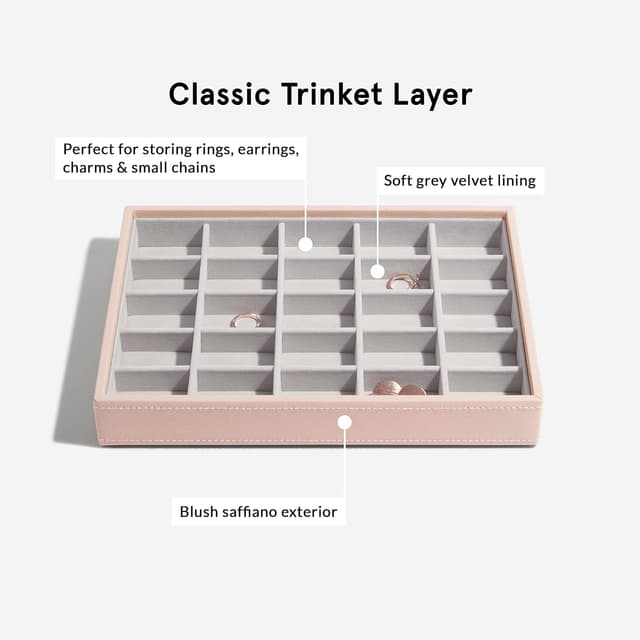Detalle 2 de STACKERS Blush Klassisch Schmuckschatulle – 3 mit Samt-Futter (18 x 25 x 14 cm)