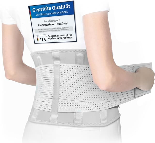 Detalle de BACK BODYGUARD Rückenstützgürtel für Lendenwirbel & Niere (Grau, L) – Orthogürtel bei Ischias