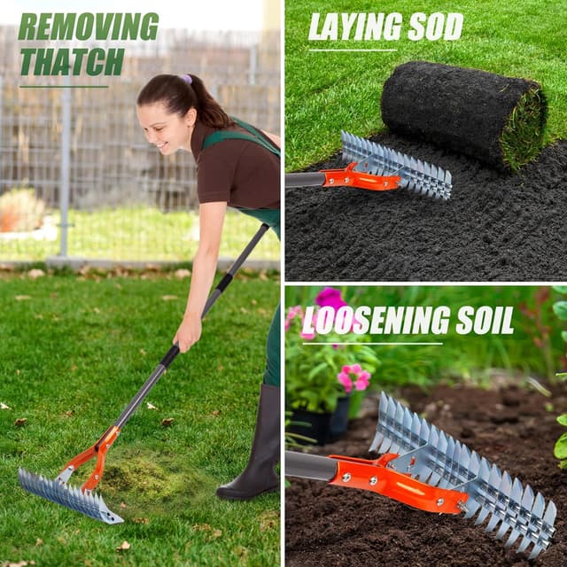 Thumbnail 5 de Walensee 15-Inch Lawn Thatch Rake for Durable Yard Cleaning