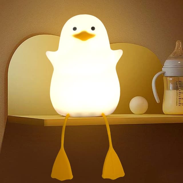 Detalle de Lightzz Nachtlicht für Kinder – süße Enten-Nachttischlampe aus Silikon, touch & dimmbar, wiederaufladbar