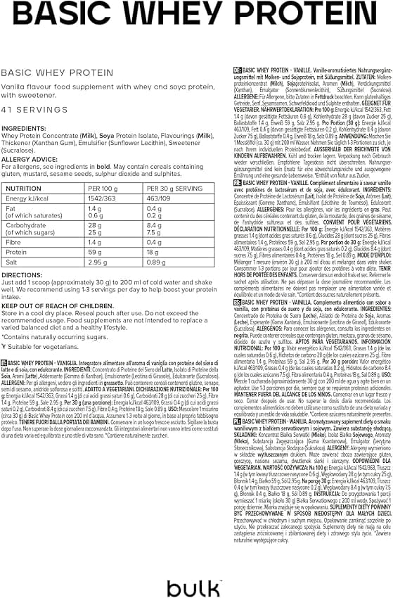Thumbnail 2 de Bulk Basic Proteína de Suero 2,5 kg — Vainilla 🍽️