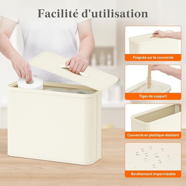 Thumbnail 3 de Lifewit Rangement Papier Toilette 23L Blanc Crème