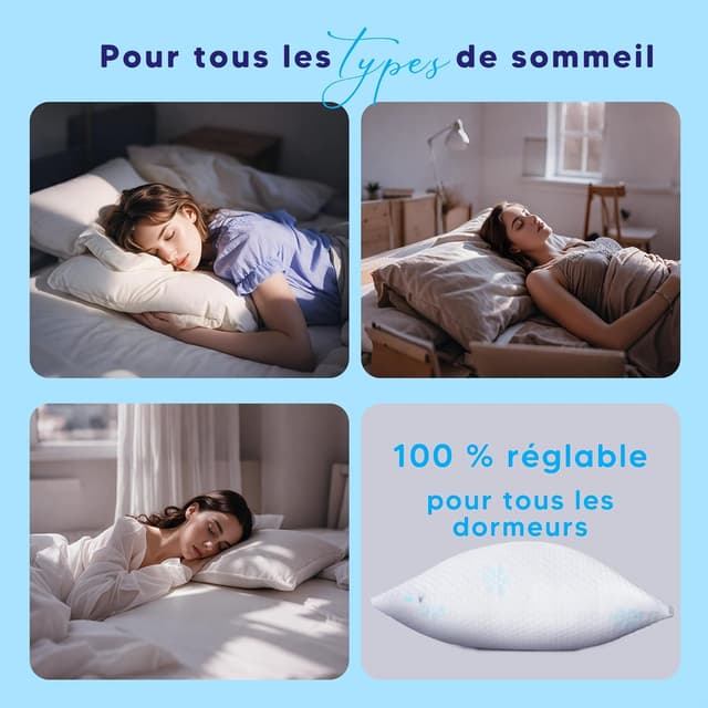 Thumbnail 6 de Oreiller ergonomique cervical CloudÉtoile, modèle 50x70 ajustable en mousse à mémoire