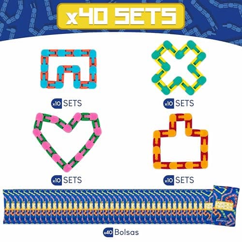 Detalle de BONNYCO Wacky Tracks Pack 40: juguetes sensoriales antiestrés de bolsillo para niños de 3 a 12 años