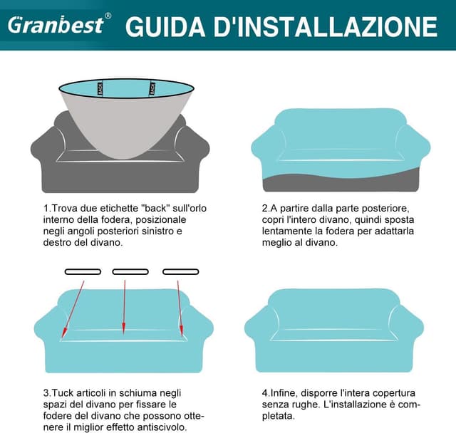 Thumbnail 6 de Granbest Copridivano Spessa 3 Posti Grigio