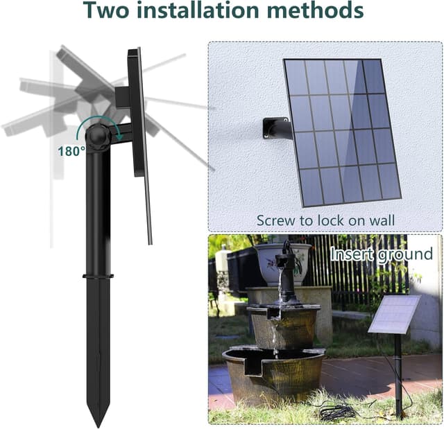 Detalle 2 de AMZtime Solar Fountain Pump (DIY 3.5W) with 16 nozzles for bird bath, garden and pond