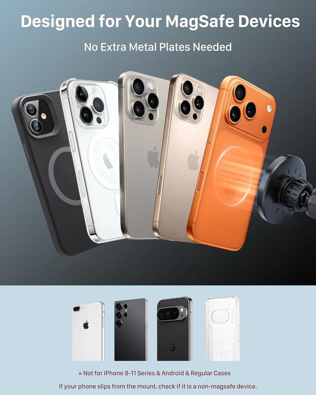 Detalle 2 de YOSH MagSafe Car Charger Mount (15W) with Dual Metal Hook for iPhone