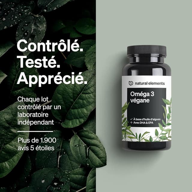 Detalle de Omega 3 Vegan 1444 mg d’huile d’algues – 90 gélules (DHA & EPA)