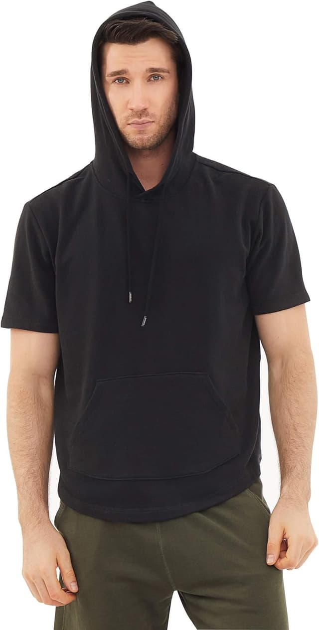 Detalle de Dubinik felpa uomo con cappuccio a maniche corte in cotone leggero (stile estivo)