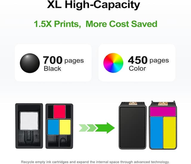 Detalle de Ankink 67XL Black Ink Cartridge Replacement (2-Pack) for HP 67XL printers