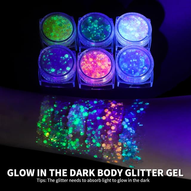 Thumbnail 6 de Teenitor 6-Color Glow in the Dark Glitter Gel (Face, Body, Hair)