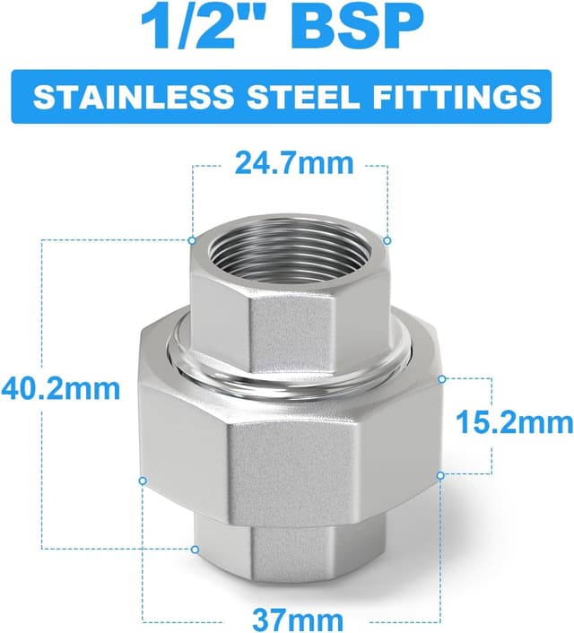 Detalle 2 de 304 Edelstahl Rohrverschraubung 1/2 BSP