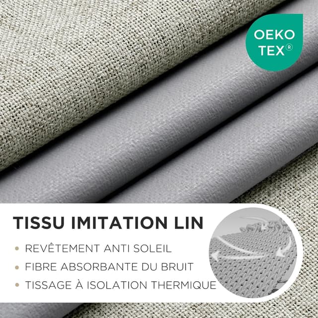 Detalle 2 de Joydeco Rideaux occultants thermiques anti-froid et anti-chaleur 117 x 137 cm (lot de 2) beige clair