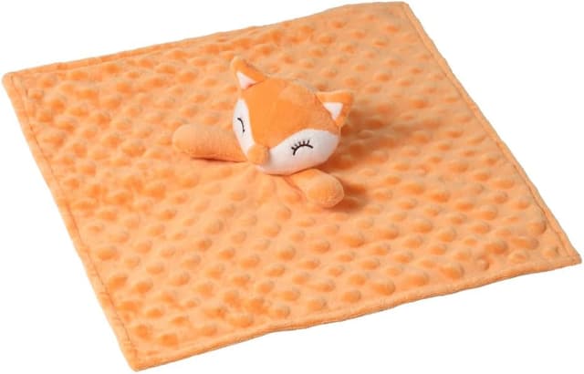 Detalle de CREVENT Baby Schmusetuch (34 x 34 cm) – weiches Schnuffeltuch für Neugeborene, Plüsch Komfort in Orange/Fuchs