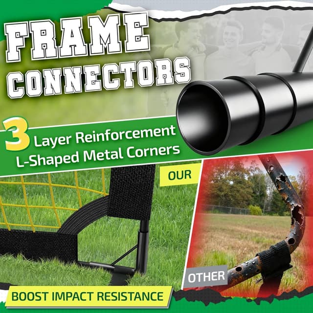 Detalle de Happy Jump Portable Pop Up Football Goals (Optional Target Sheet) – Weatherproof training nets for garden & outdoor use, multiple sizes