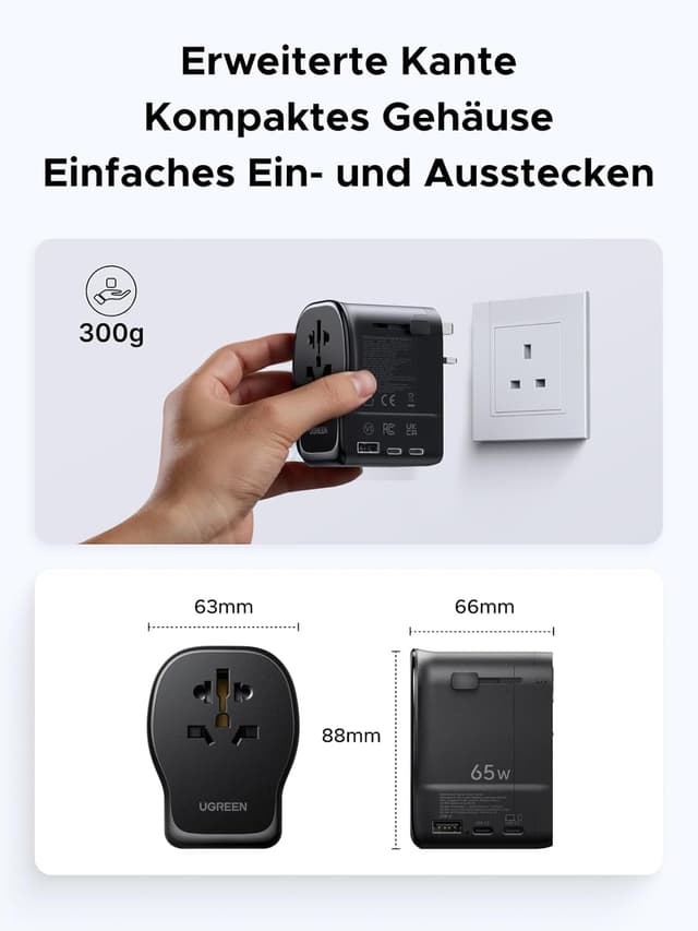 Thumbnail 6 de UGREEN 65W Reiseadapter weltweit mit 4 Ports đ