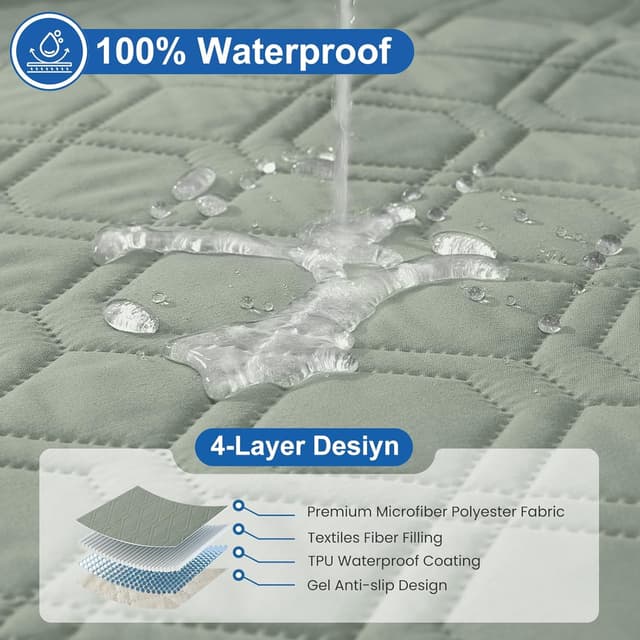 Detalle 2 de YSTELLAA Copripoltrona Relax Reclinabile Grande 1 posto impermeabile verde chiaro, con braccioli rimovibili