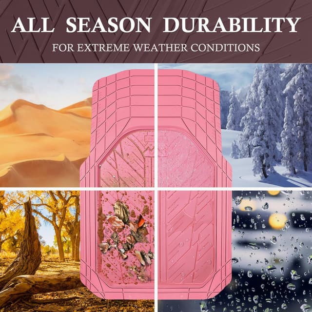 Detalle 2 de CAR PASS All-Pink M-L Heavy Duty Rubber Car Floor Mats with Trunk Cargo Liner (Universal Trim-to-Fit)