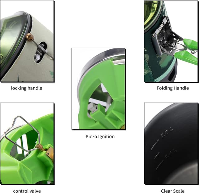 Detalle 2 de Fire-Maple FMS-X3 0.8 Litre Camping Stove with Electric Ignition, Wind-Resistant Pot Support (Green)