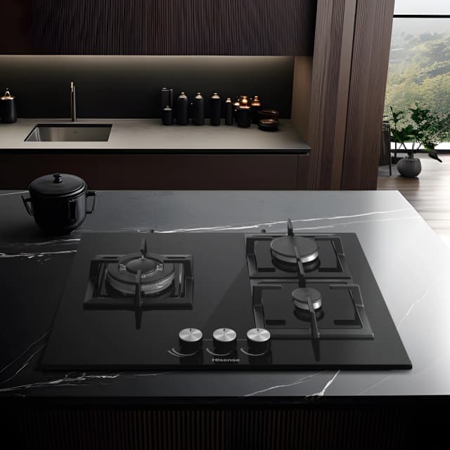 Detalle 2 de Hisense GG633B placa de gas 3 quemadores