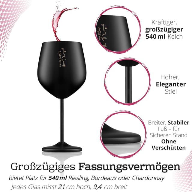 Detalle 2 de Gusto Nostro Weingläser Edelstahl 540 ml