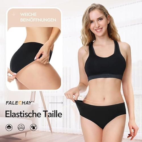 Detalle de Falechay Damen Slips aus Baumwolle, Mittel-Taille – 6er-Pack Unterhosen (Sportunterhosen)