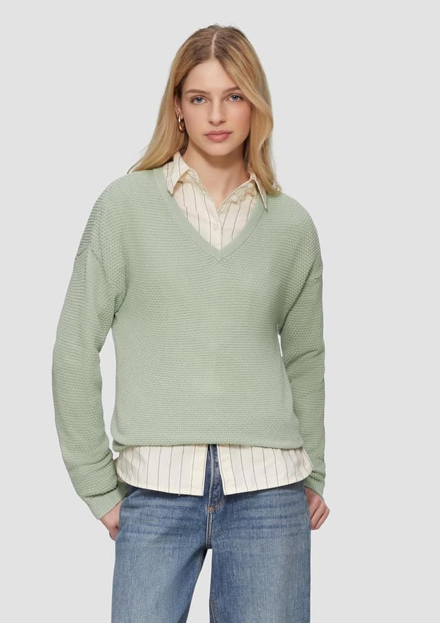 Detalle de QS Pullover mit Strukturmuster V-Ausschnitt