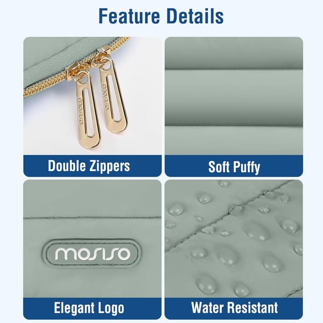 Detalle de MOSISO Laptop Hülle Tasche 13,3 Zoll (13–13,3 Zoll) mit kleinem Etui – Antikes Grün