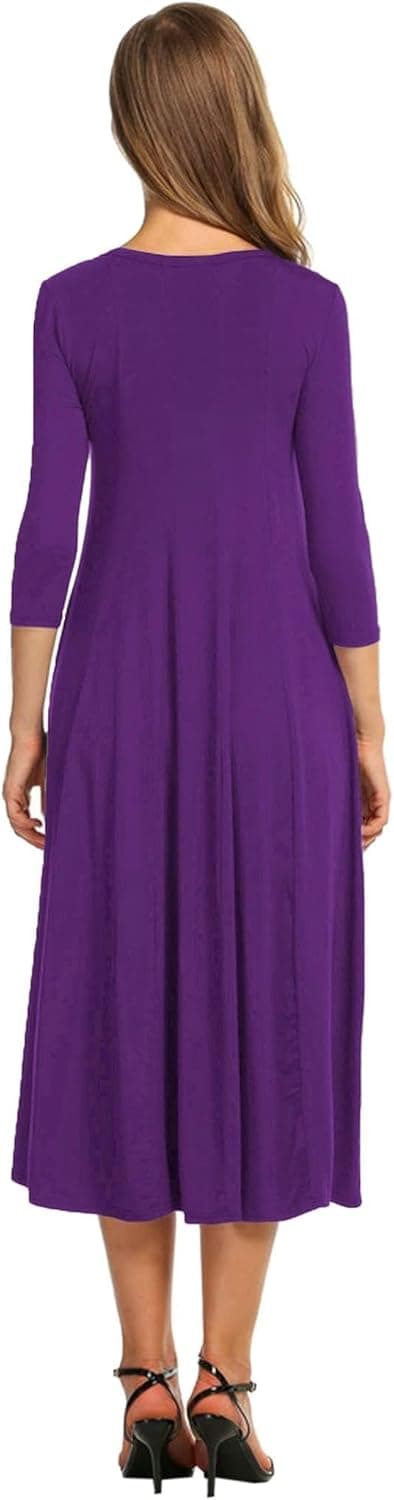 Detalle 2 de HOTOUCH Women’s 3/4 Sleeve A-line & Flare Midi Dress