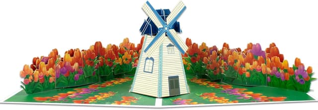 Detalle de Windmühle im Tulpenfeld Pop Up Karte - Grußkarten