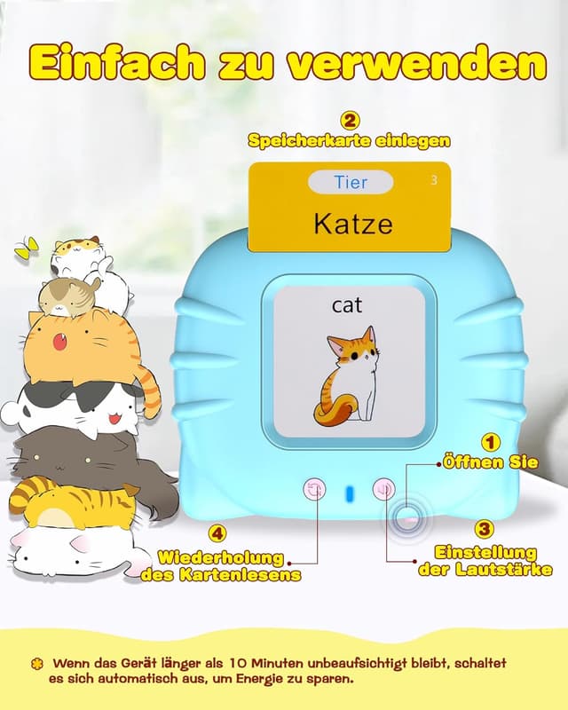 Detalle de Sprechende Flash-Karten Standard Deutsch – 255 Karten mit 510 Wörtern (Lernspielzeug für 2–4 Jahre, Blau)