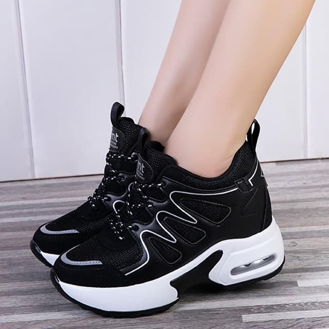 Detalle 2 de TQGOLD Basket femme compensée à talon 8 cm en sneaker plateforme, lacets