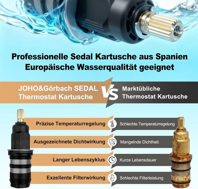 Thumbnail 2 de JOHO Thermostatbatterie Duscharmatur 38 °C Sicherheit