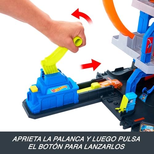 Thumbnail 3 de Hot Wheels JLC05, pista 3 niveles y almacenamiento 37 coches