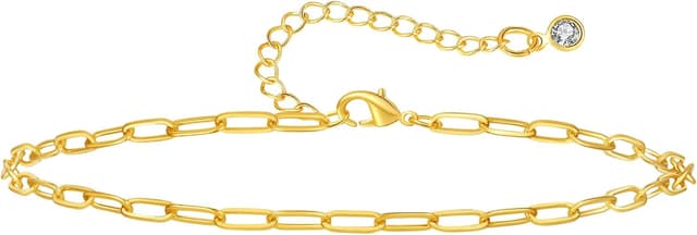 Detalle de Loutade Silber Fußkettchen für Damen (21+5 cm) verstellbar – Fußkette am Knöchel für Sommer, Strand & Schwimmbad