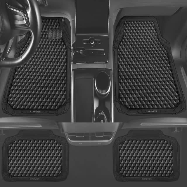 Thumbnail 2 de CAR PASS Black Rubber Car Mats 4-Piece Set