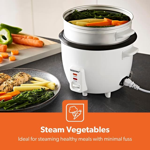 Detalle 1 de Geepas 450W Rice Cooker with Steamer 1L