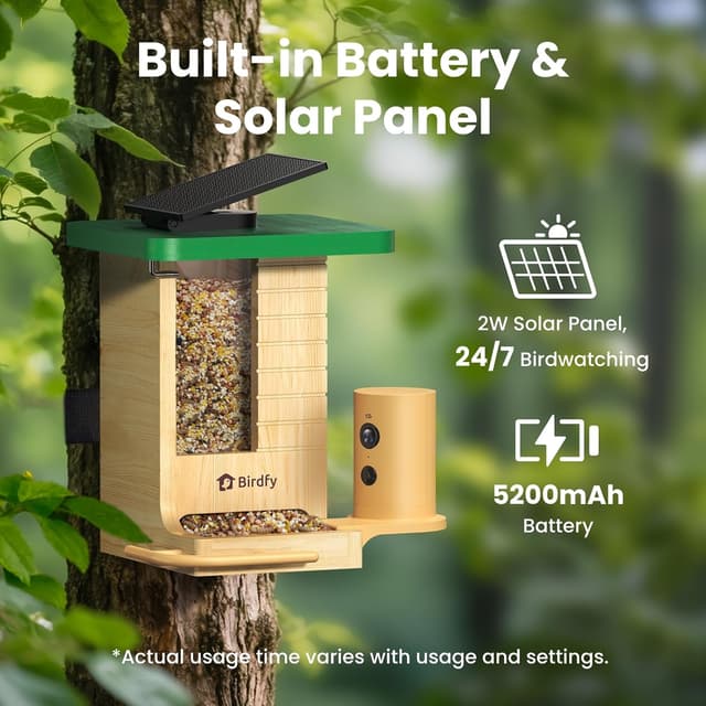 Detalle 2 de Birdfy Smart Wooden Bird Feeder Camera