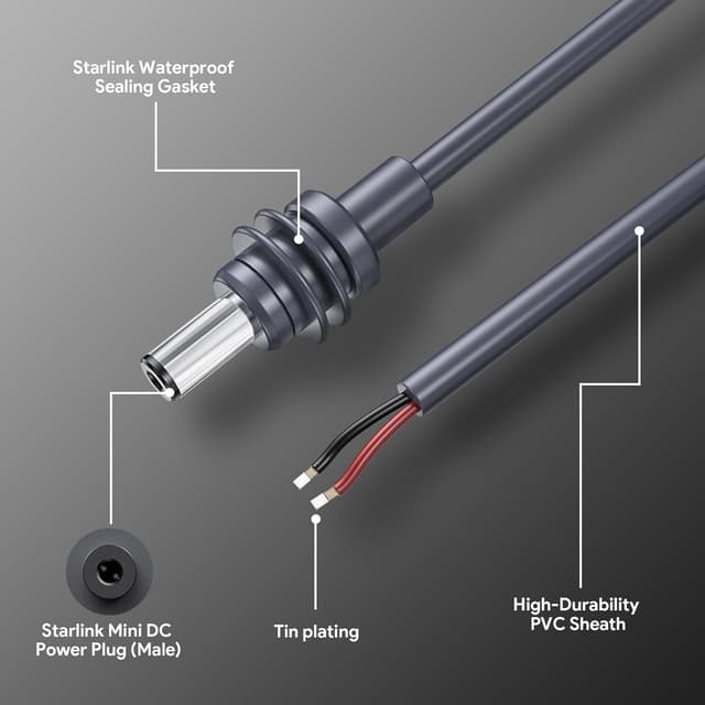 Detalle de XLTTYWL Starlink Mini adattatore 12 V con booster DC-DC fino a 144 W (12 V → 48 V 3 A) e cavo CC da 2 m